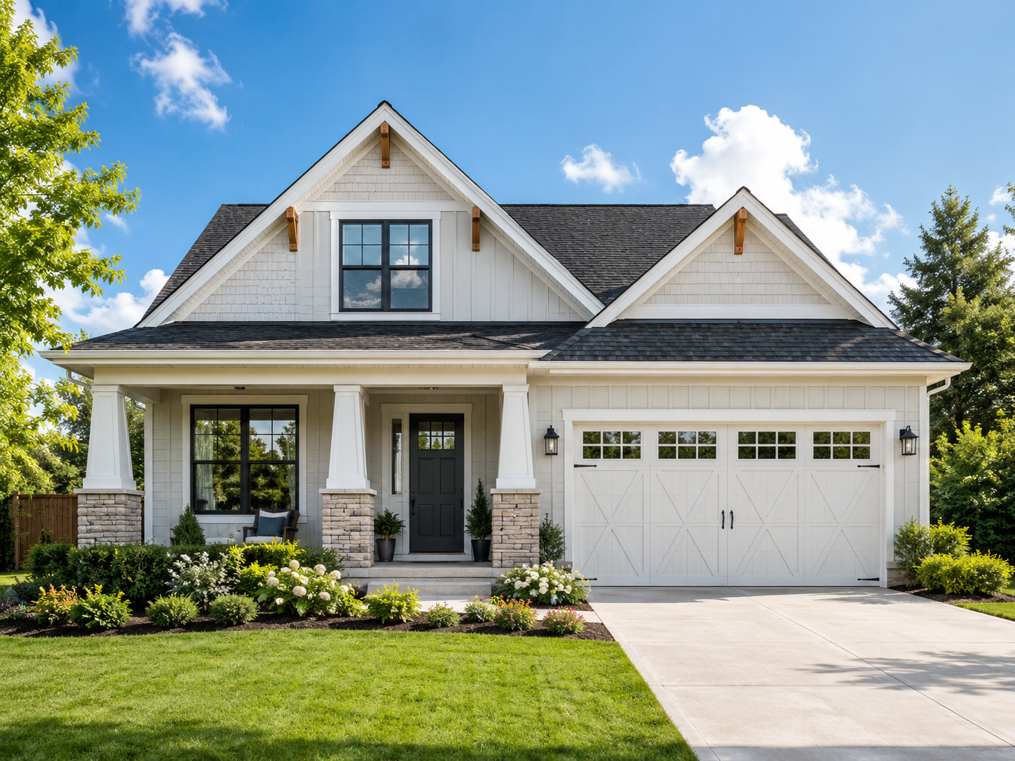 A family in front of the home they are buying